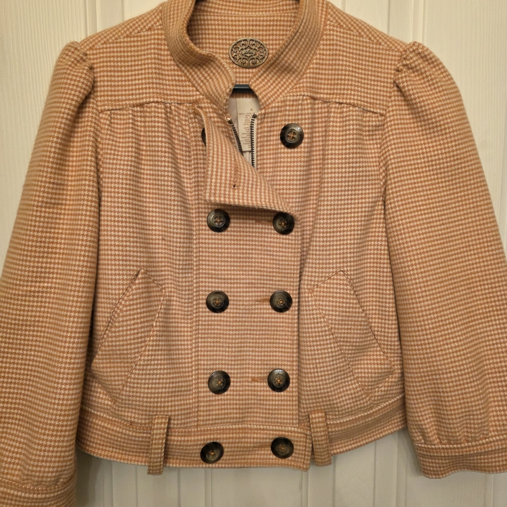 Idra Anthropologie Houndstooth Double-Breasted Jacket